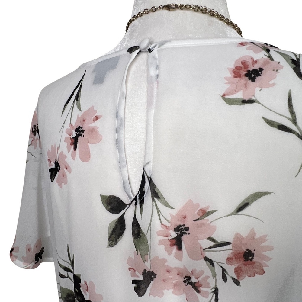 Torrid NEW Tunic Floral Chiffon Hi Lo Ivory White Pink Medium Large 10 M L NWOT - Picture 9 of 13